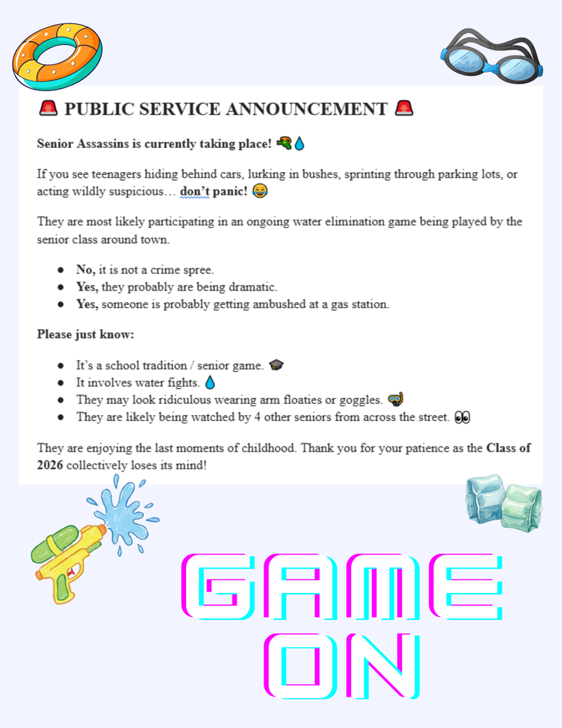 Senior Assassin warning