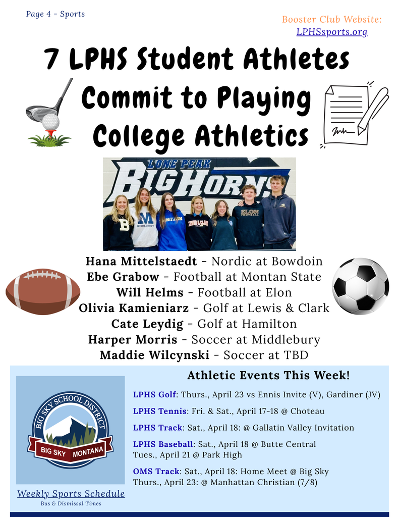 Sports schedule, 7 seniors signing