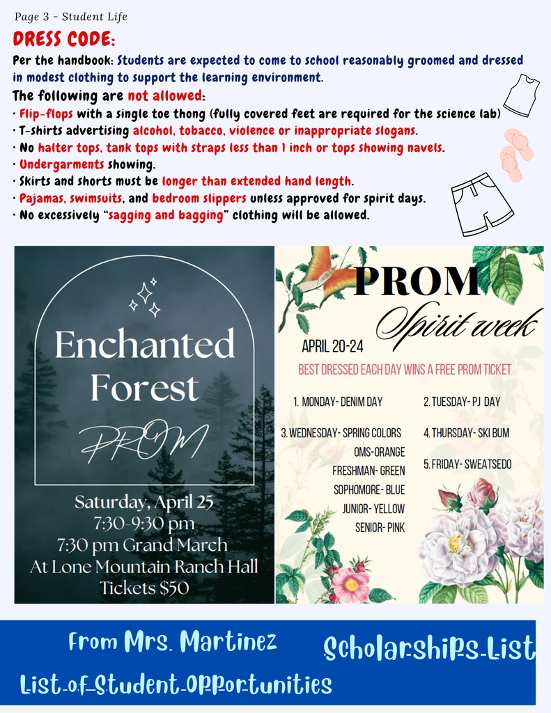 dress code, prom date, prom dress up days, scholarships and opportunity lists