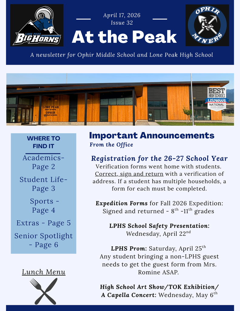 OMS & LPHS Newsletter: At the Peak - Issue 32 - 4.17.2026