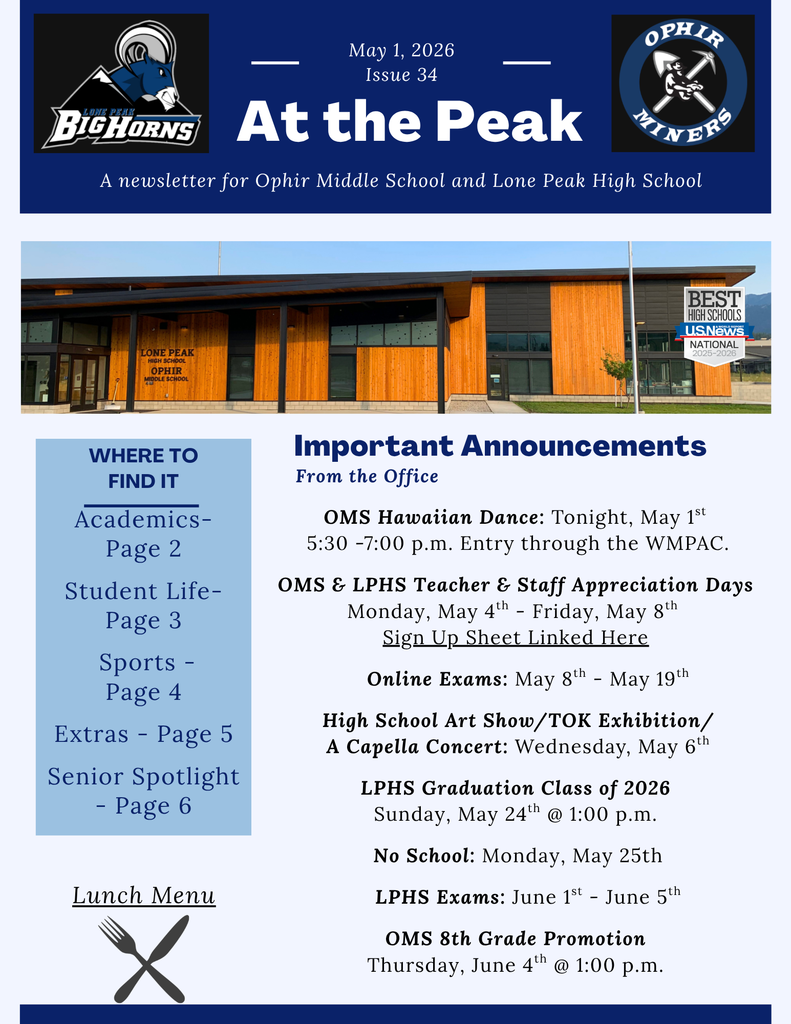 OMS & LPHS Newsletter: At the Peak - Issue 34 - 5.1.2026