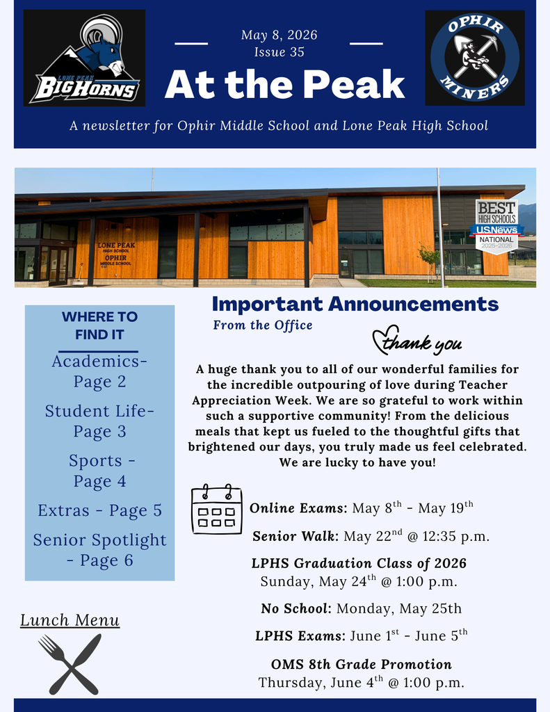 OMS & LPHS Newsletter: At the Peak - Issue 35 - 5.8.2026