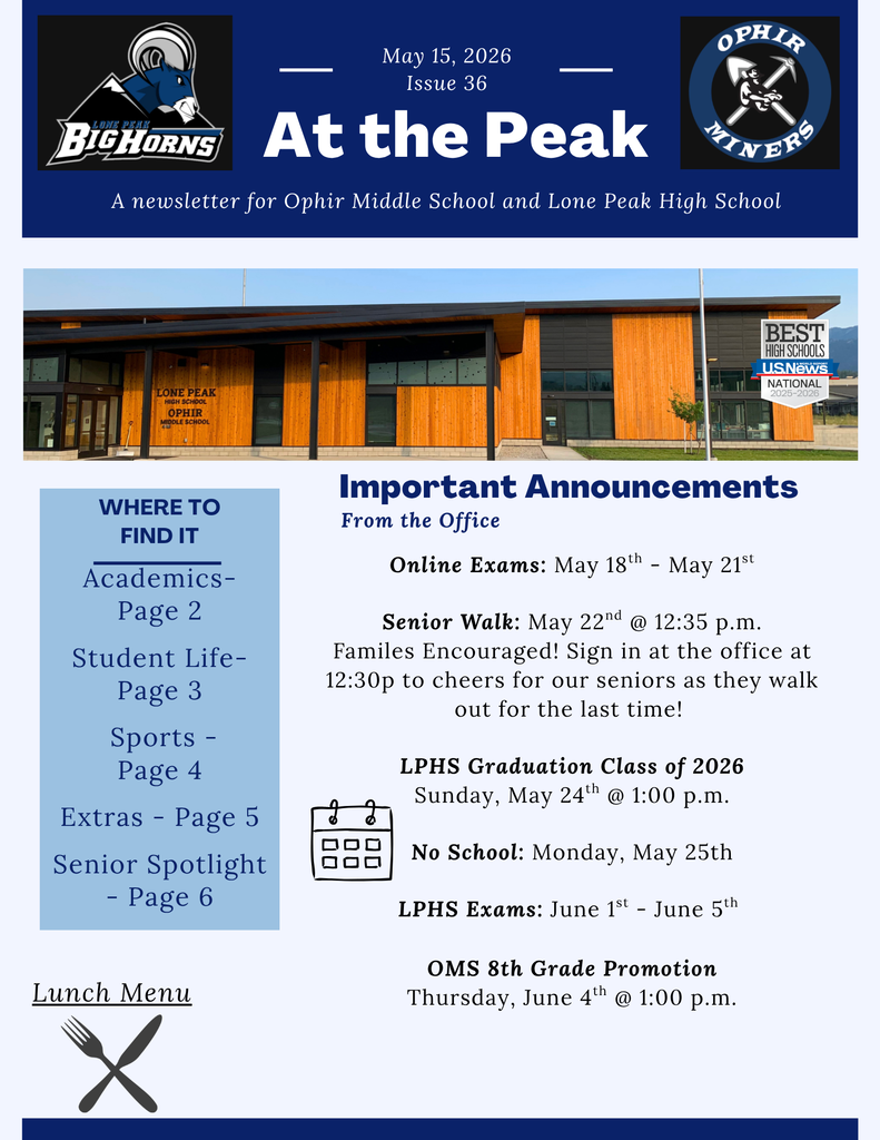 OMS & LPHS Newsletter: At the Peak - Issue 36 - 5.15.2026