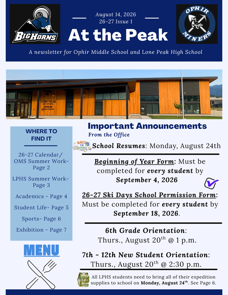 OMS & LPHS Newsletter: At the Peak - Issue 1 - 26-27 SY - 8.14.26