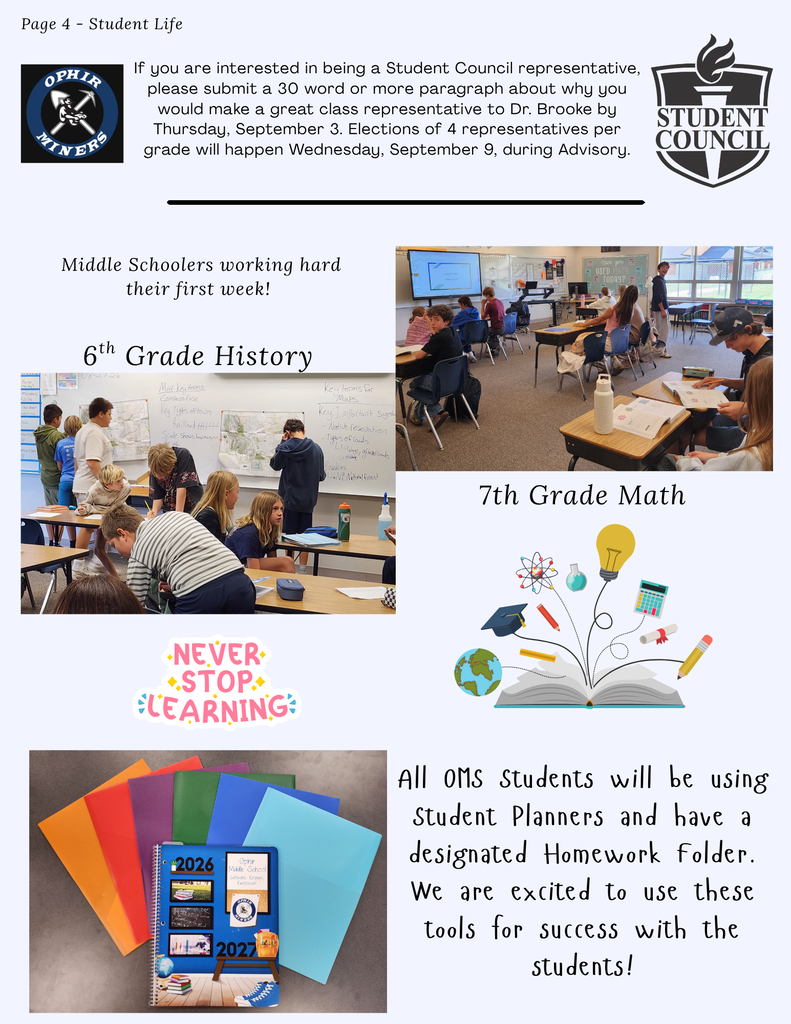 OMS Student Council, Planners & Folders, Learning!