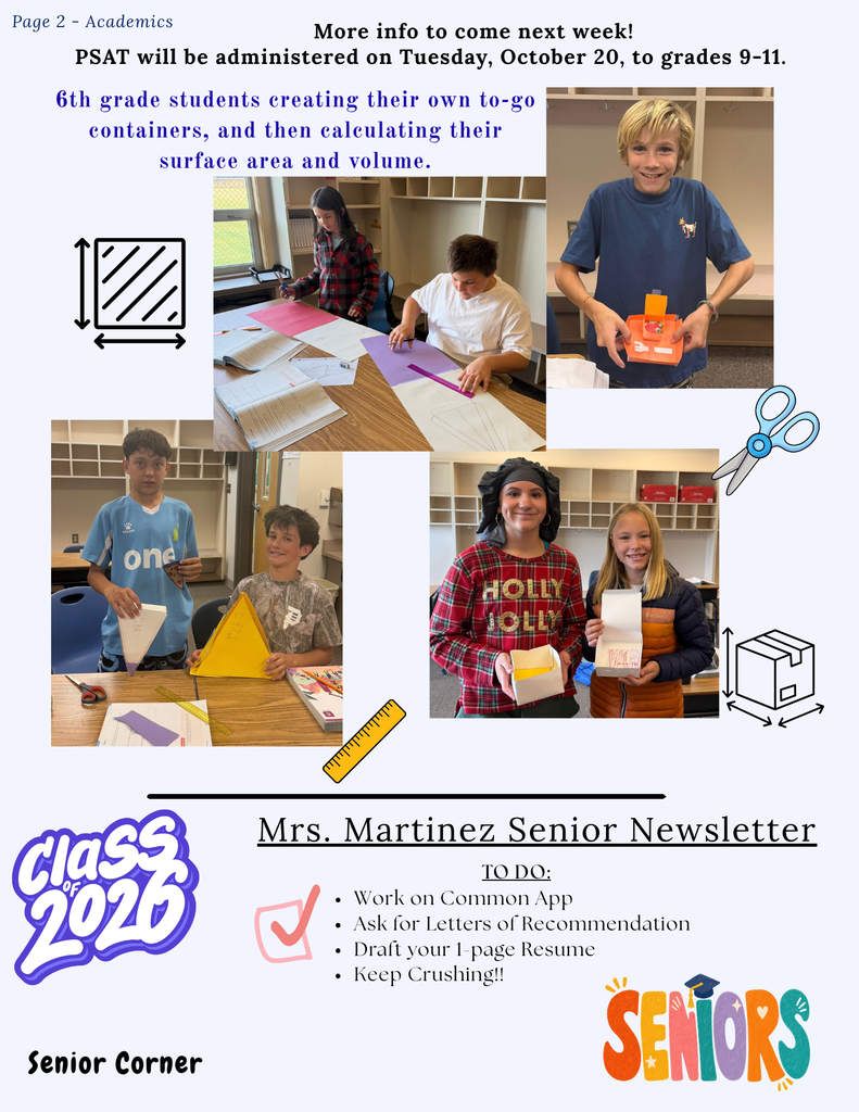 Page 2 - Academics - Senior Corner, Math Activities, PSAT - Oct 20