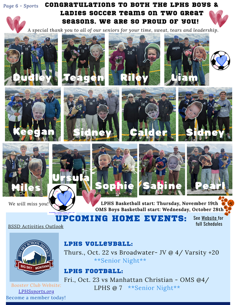 Page 6 - Sports - LPHS Soccer Seniors, basketball dates 