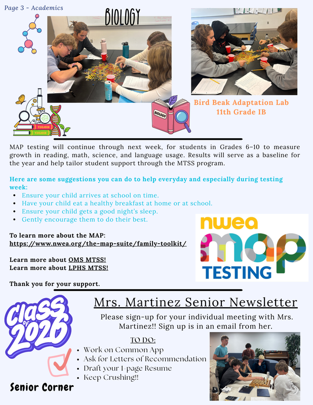 Page 3 - Academics - Bio lab, Music Class, MAP testing
