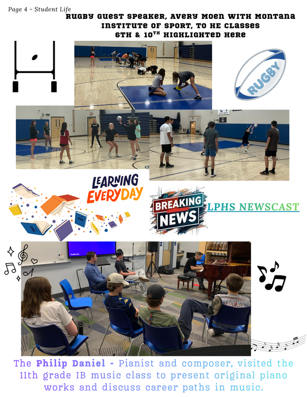 Page 4 - Student Life - rugby visits, newscast link