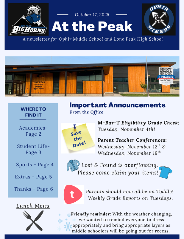 OMS & LPHS Newsletter: At the Peak - Issue 10 - Page 1