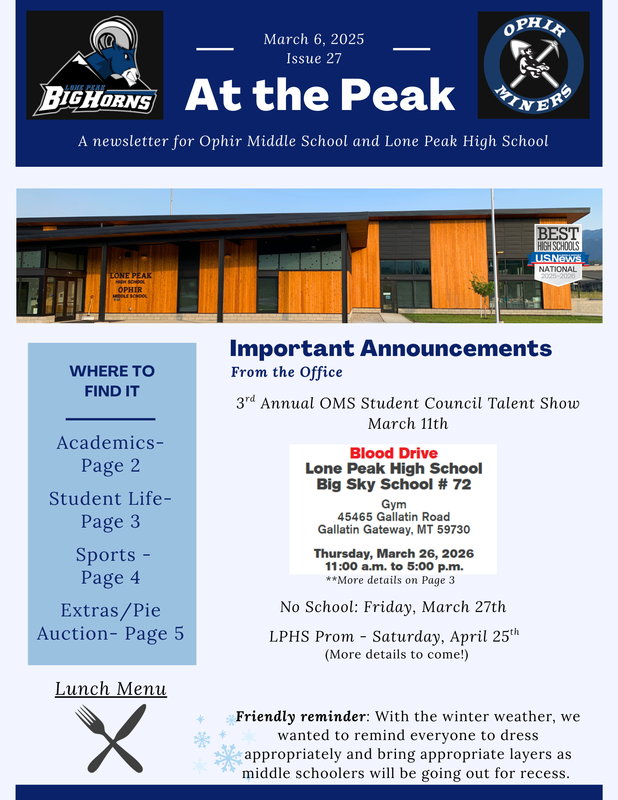OMS & LPHS Newsletter: At the Peak - Issue 27