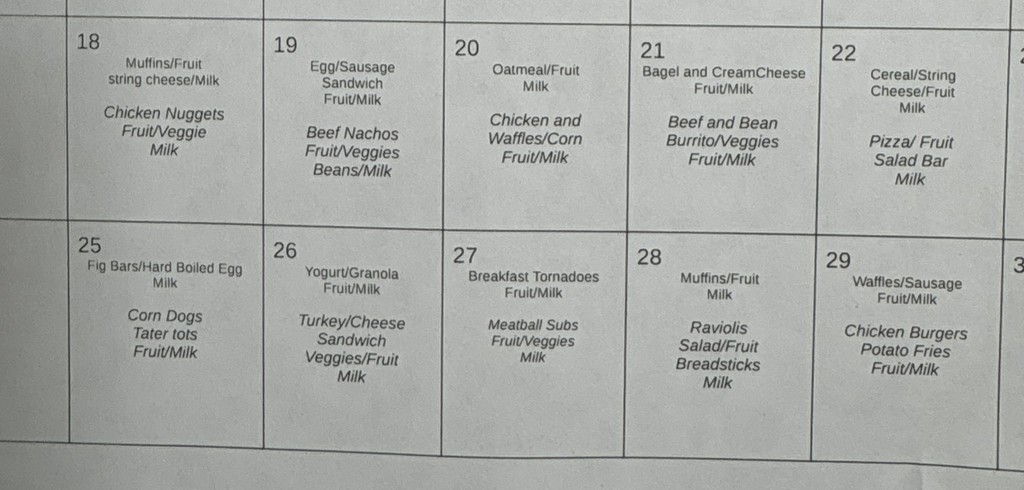 menu