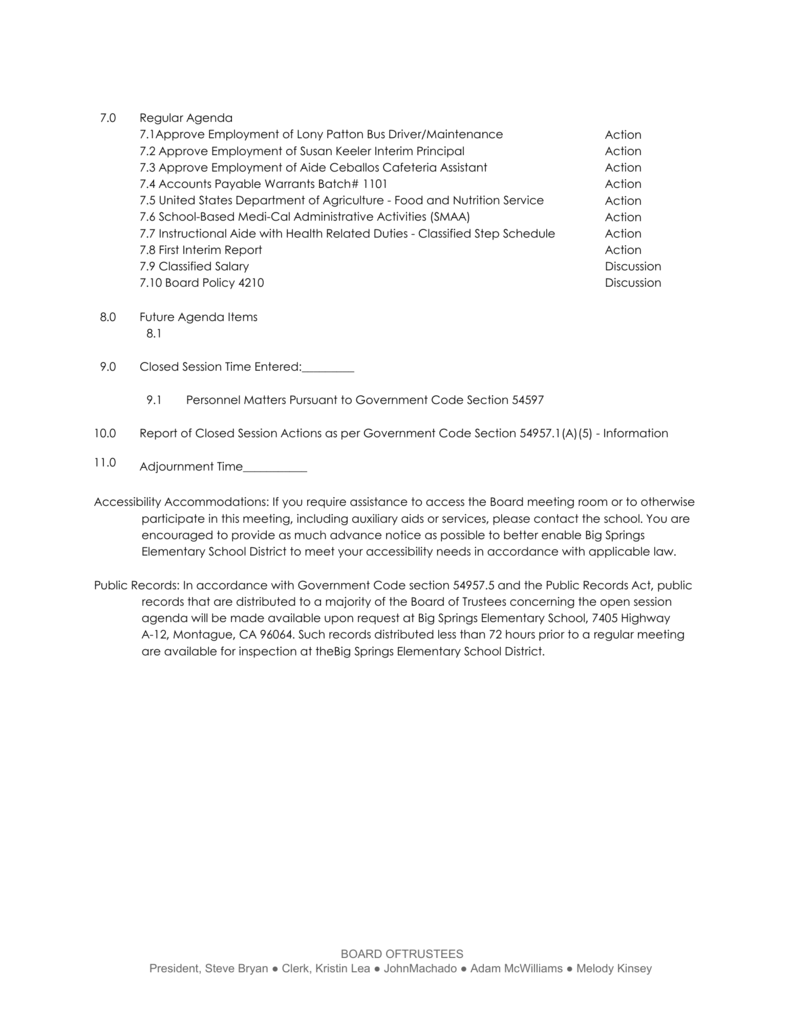 Regular Board Meeting December 9, 2025