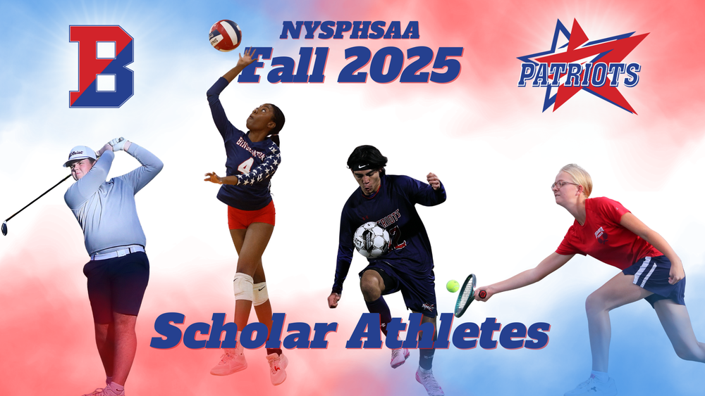 fall 2025 scholar athletes graphic with golfer volleyball player soccer player and tennis player