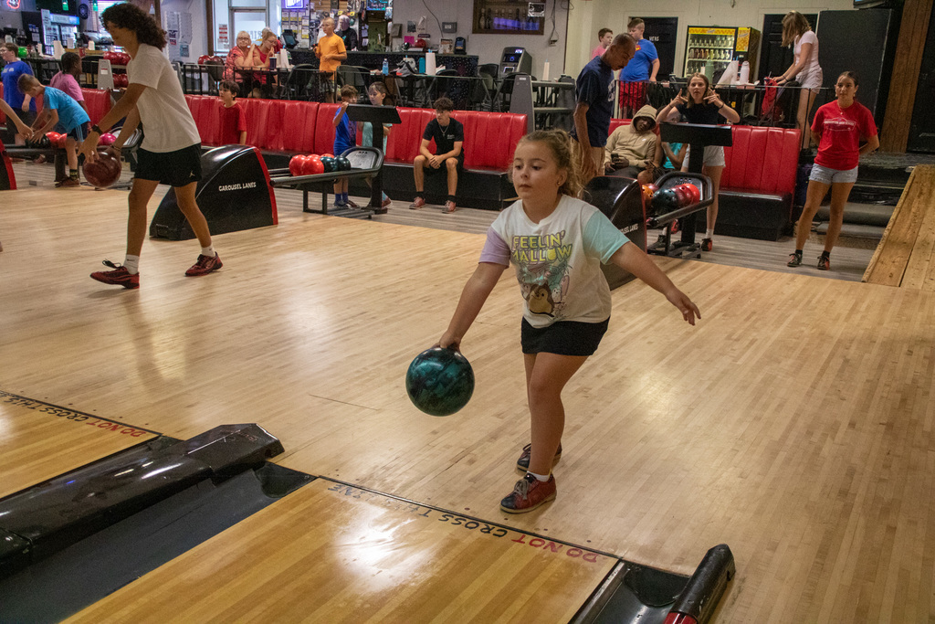 student release ball during bowling camp