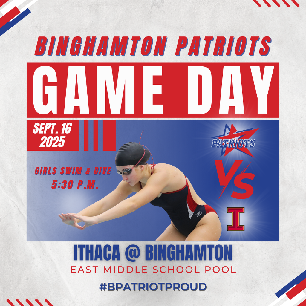 game day graphic with information about girls swim meet against ithaca