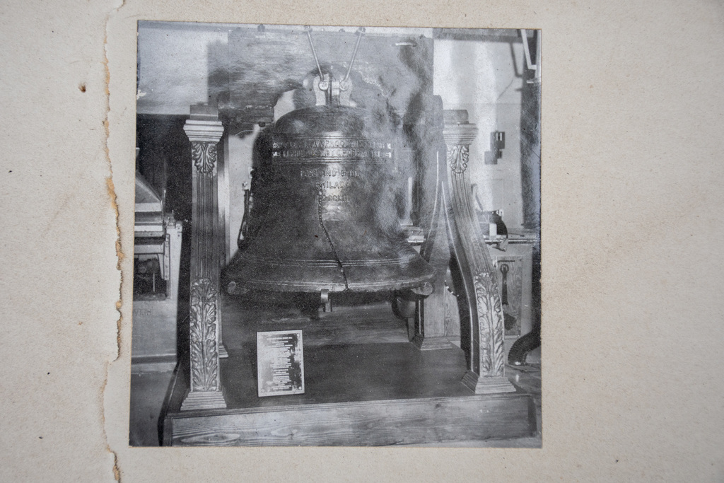 photo from 1976 North High yearbook showing replica Liberty Bell after its completion