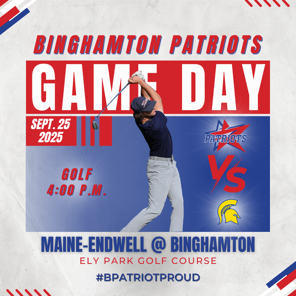 game day graphic with information about golf match against maine endwell