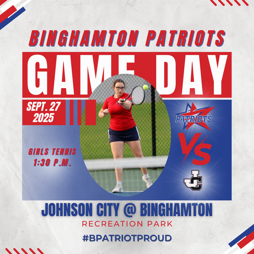 game day graphic with information about girls tennis match against johnson city