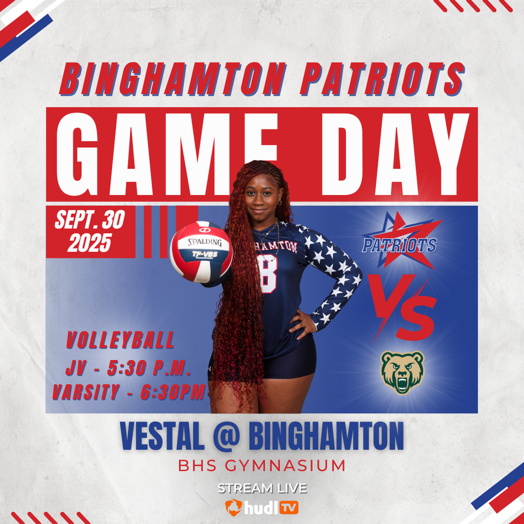 game day graphic with information about volleyball match against vestal