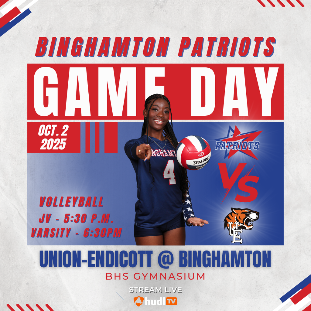game day graphic with information about volleyball match against union endicoitt