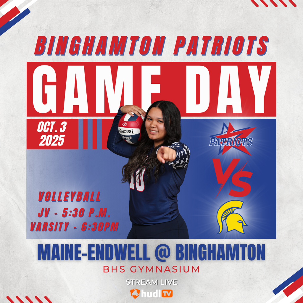 game day graphic with information about volleyball match against maine endwell