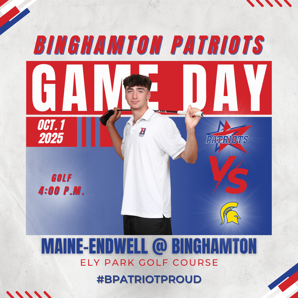 game day graphic with information about golf match against maine endwell