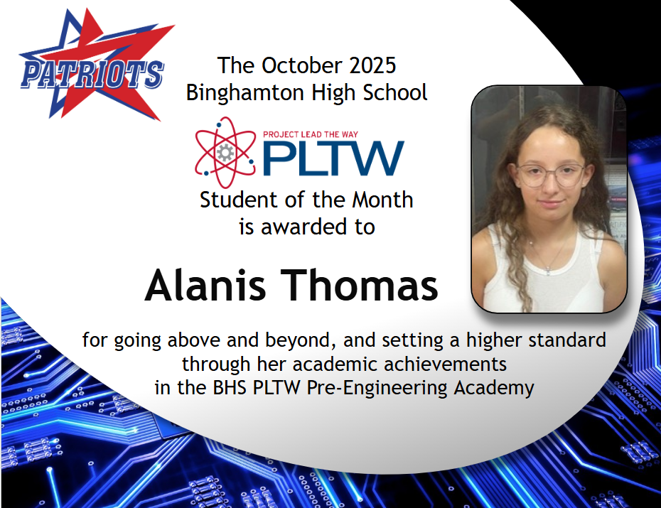 alanis thomas project lead the way student of the month