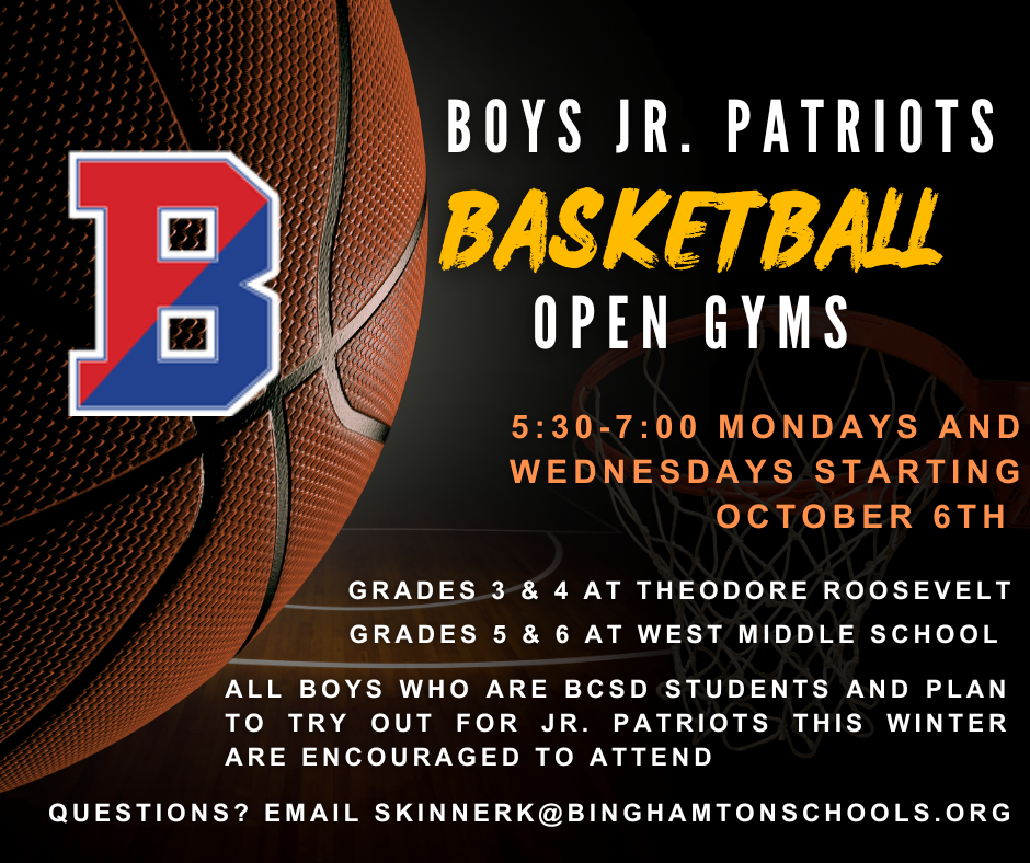boys jr patriots open gym information graphic