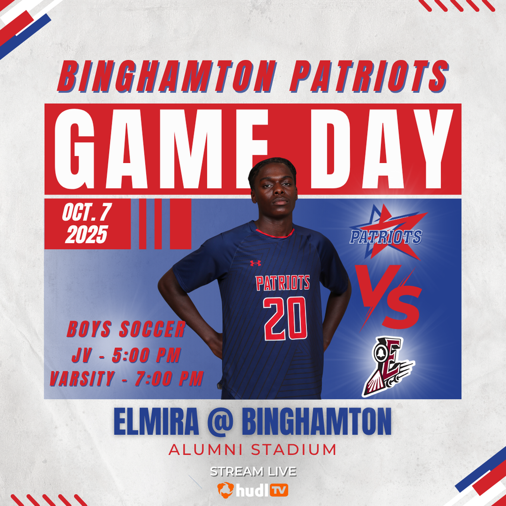 game day graphic with information about boys soccer game against elmira