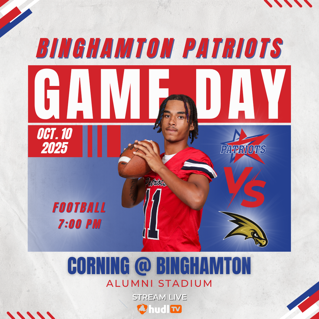 game day graphic with information about football game against corning