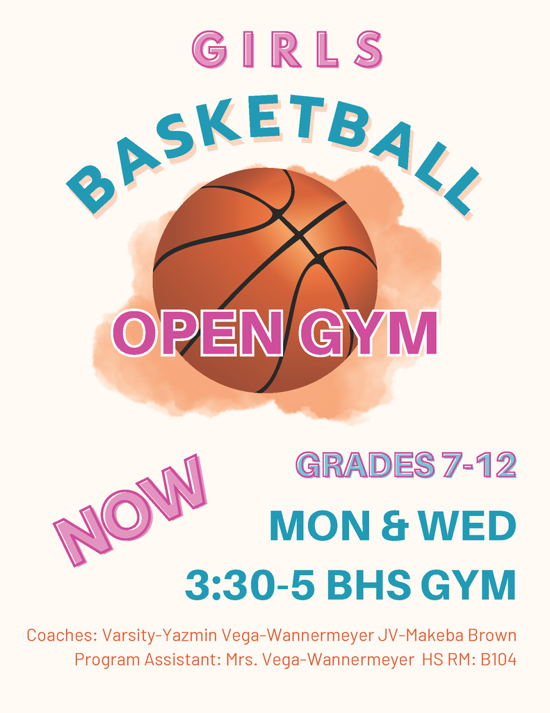 girls basketball open gym flyer with updated time and location