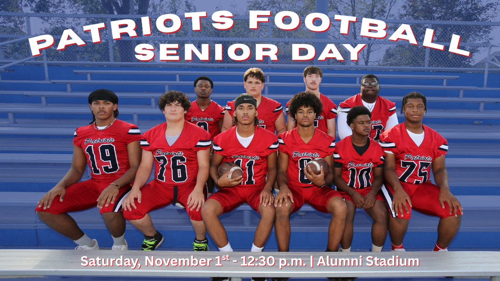 football senior day graphic with photo of  ten football seniors