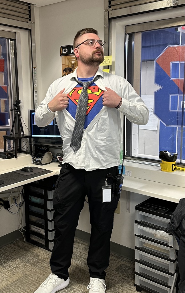 staff member dressed as clark kent
