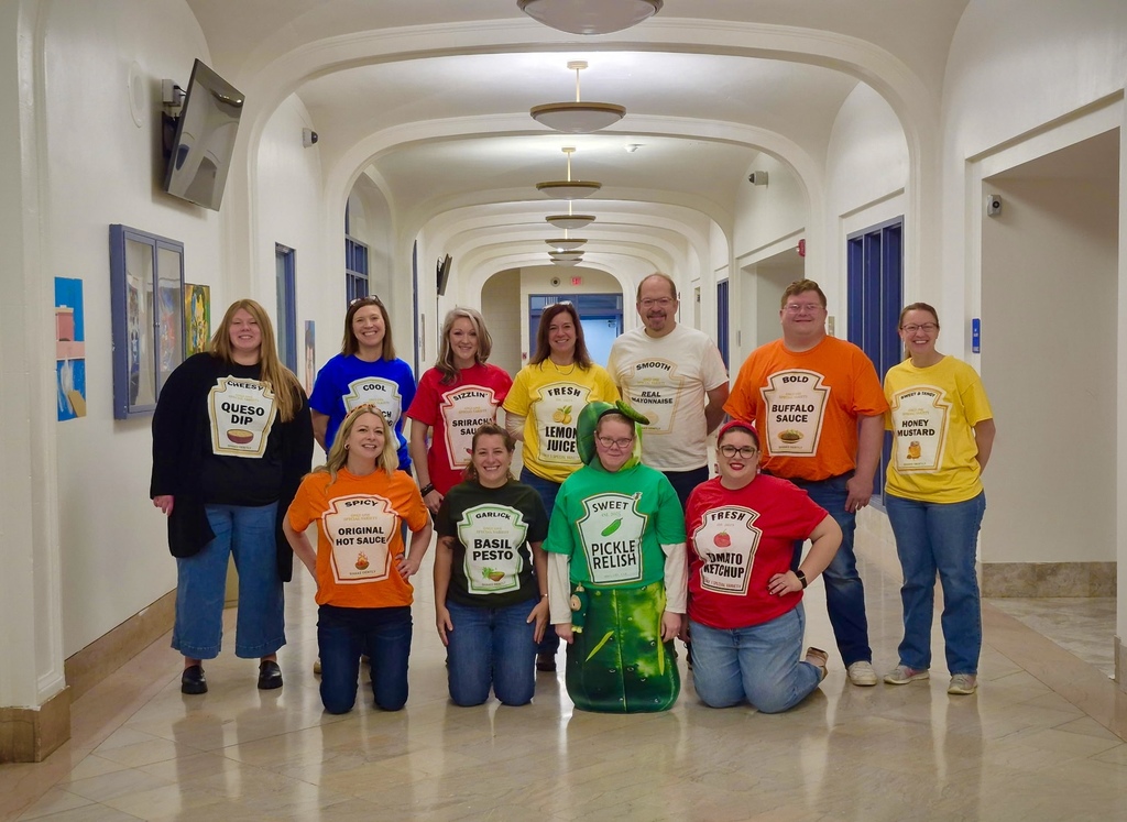 staff members at bhs dressed as condiments