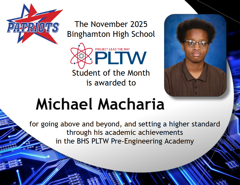 pltw student of the month michael macharia