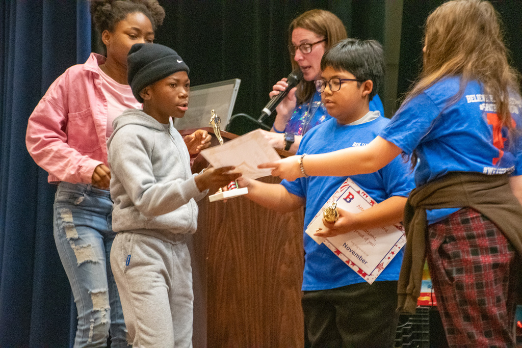 ben franklin student being handed award