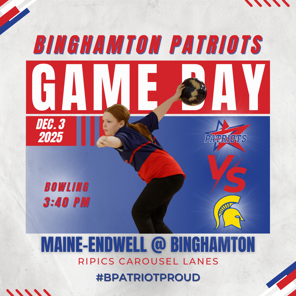 game day graphic with information about bowling match against maine endwell