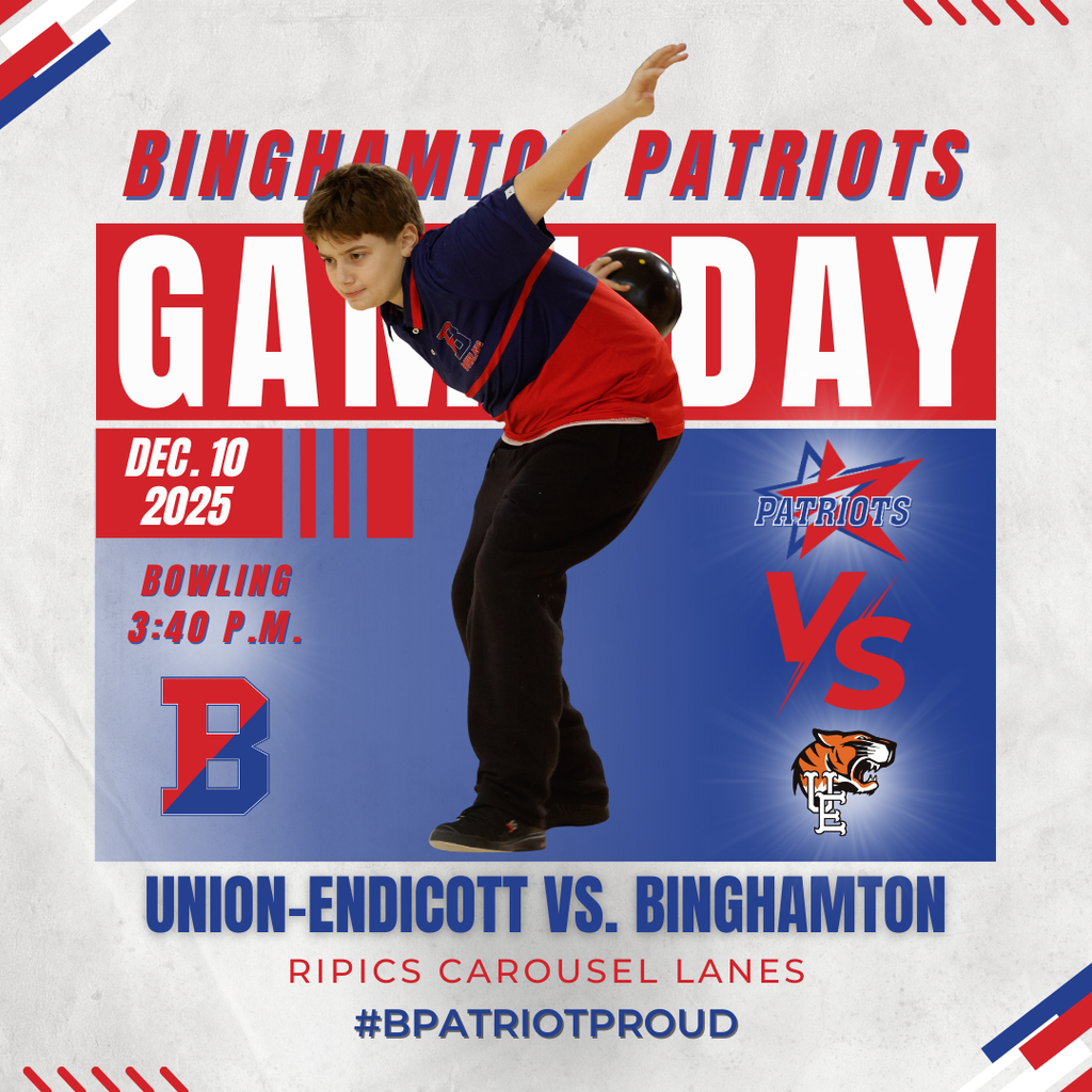 game day graphic with information about bowling match against union-endicott