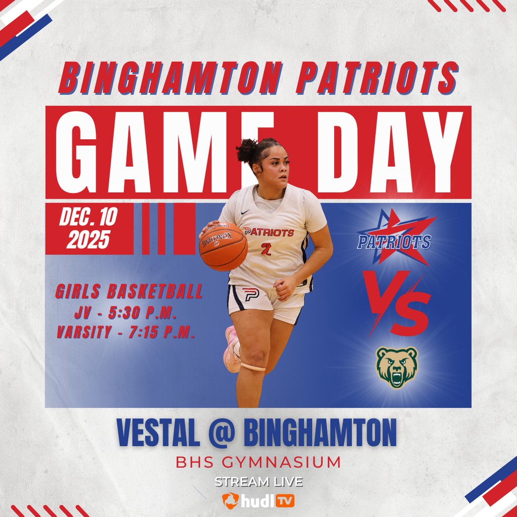 game day graphic with information about girls basketball game against vestal