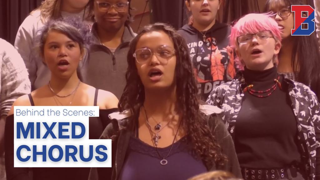 showcase arts graphic with image of chorus students singing