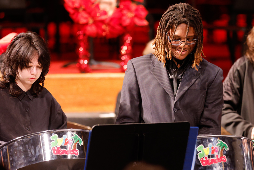 students play steel drum at the bhs band concert