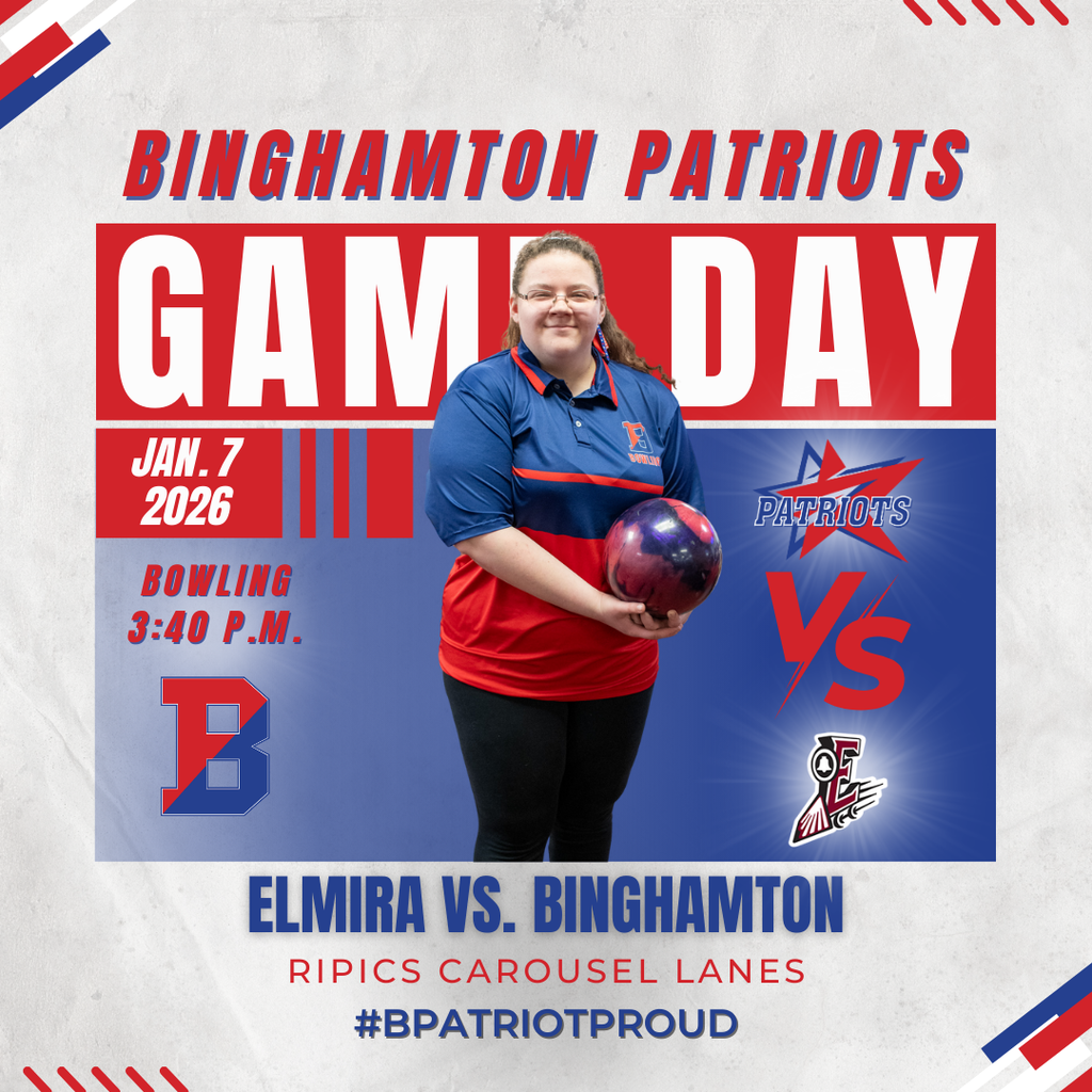 game day graphic with information about bowling match against elmira