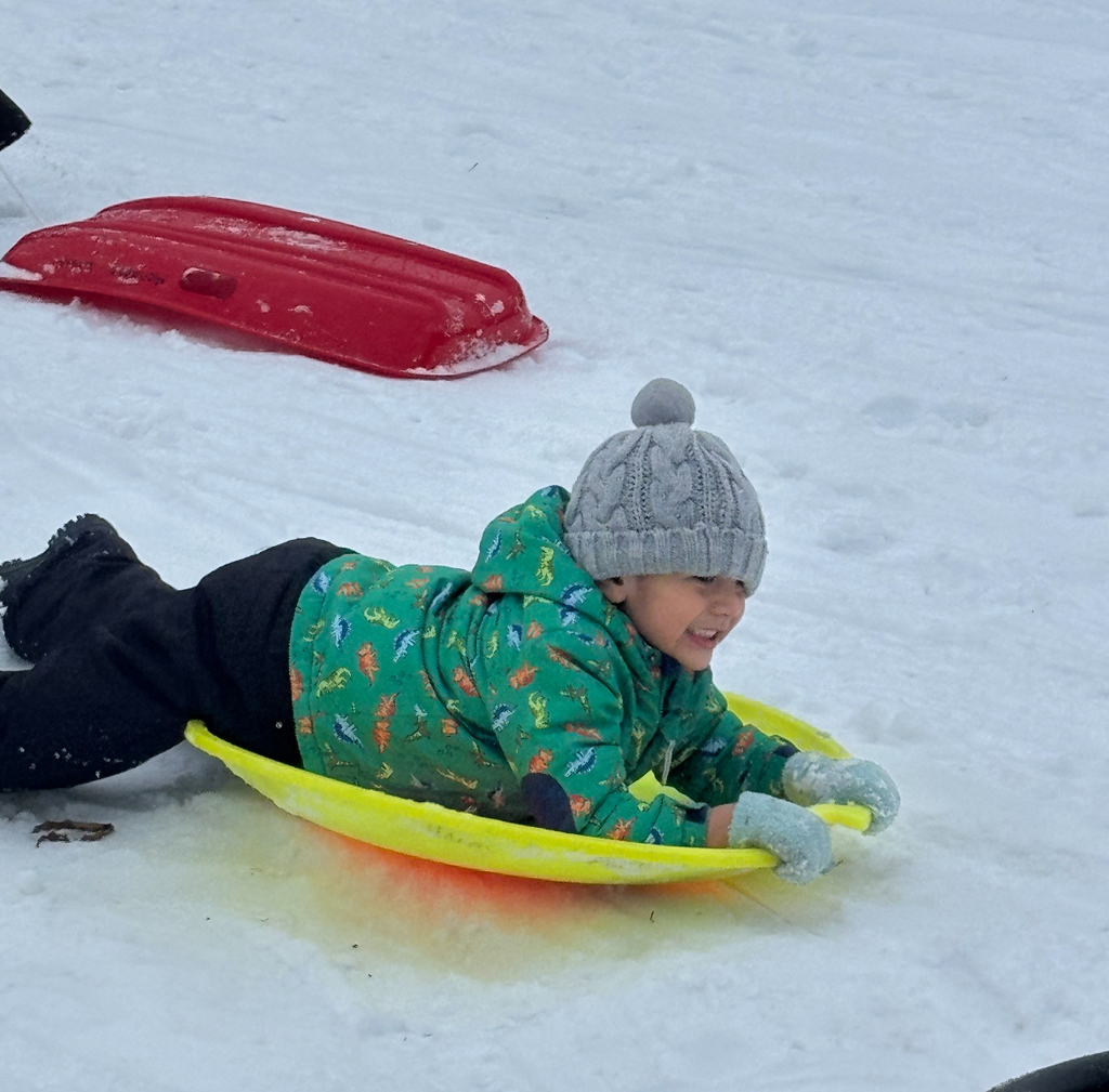 pre k student sledding