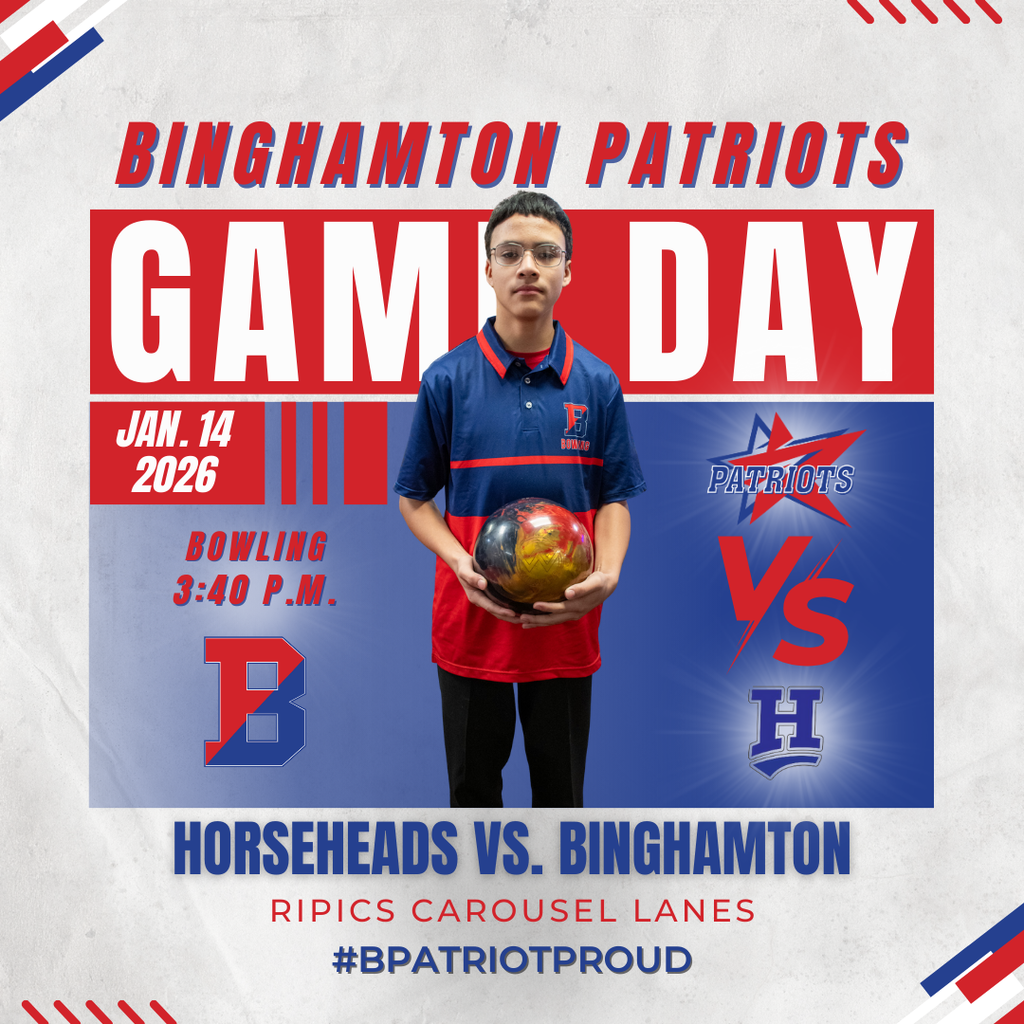 game day graphic with information about bowling match against horseheads