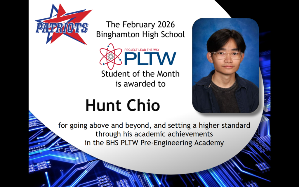 project lead the way student of the month hunt chio