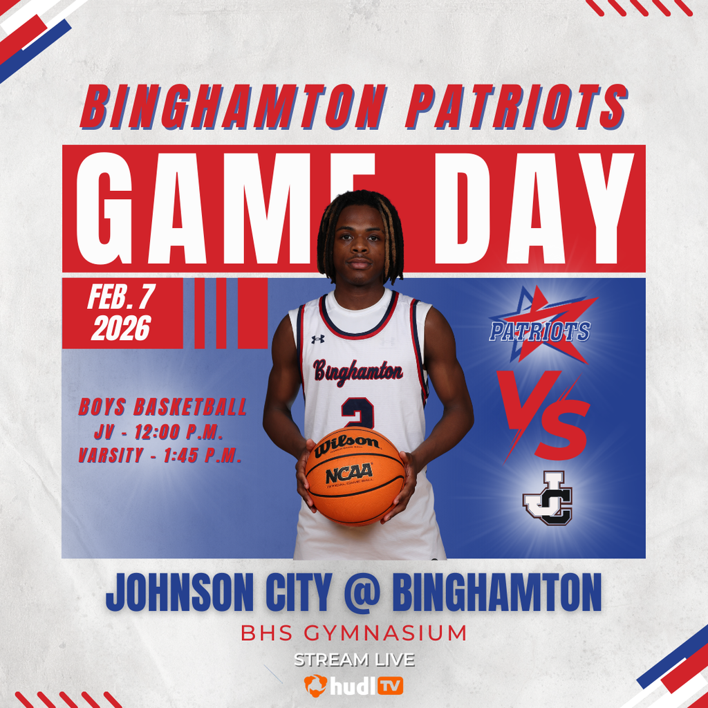 game day graphic with information about boys basketball game against johnson city