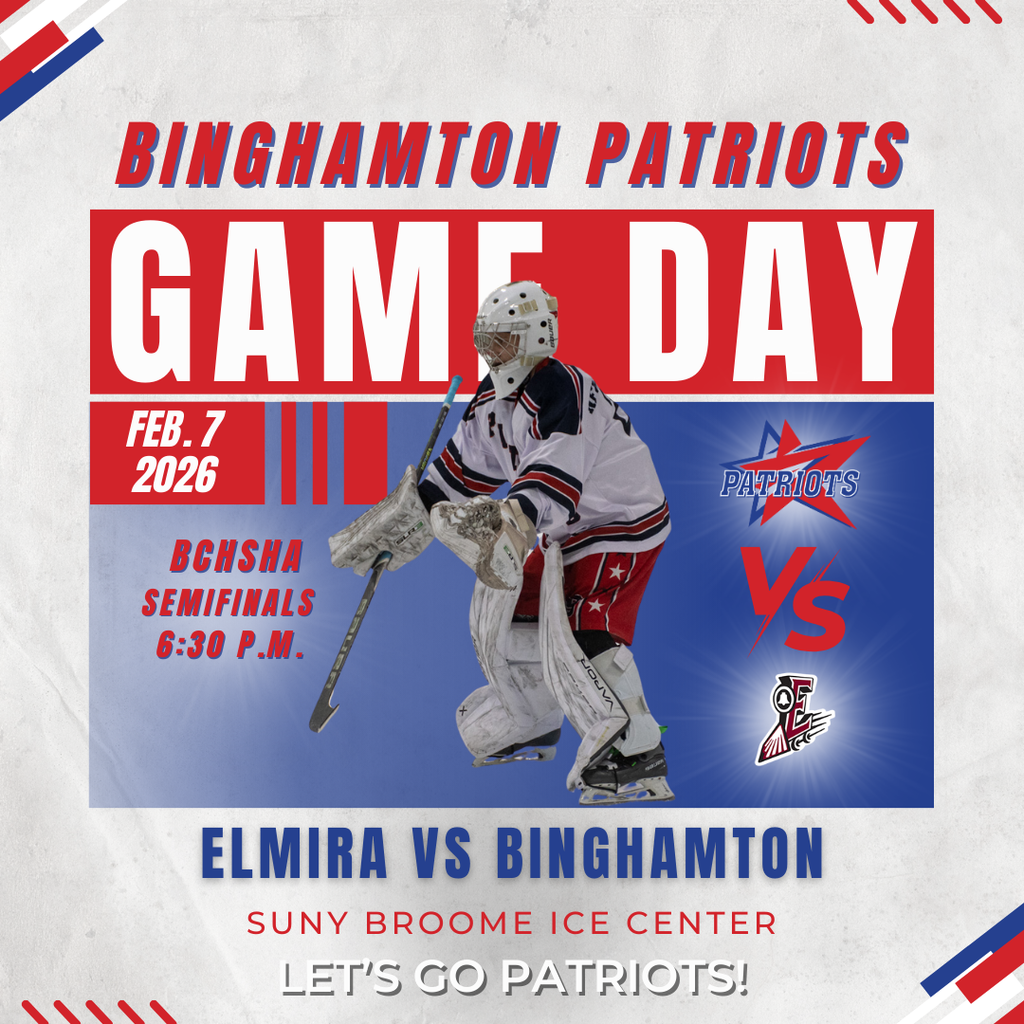 game day graphic with information about hockey game against elmira