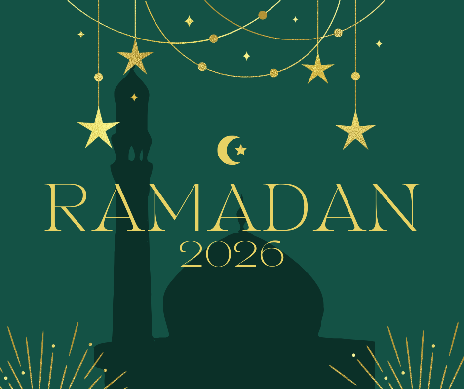 ramadan 2026 graphic with silhouette of mosque 