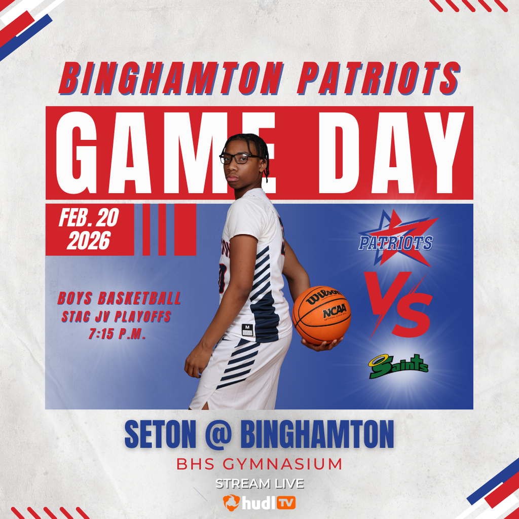 game day graphic with information about boys jv basketball playoffs against seton